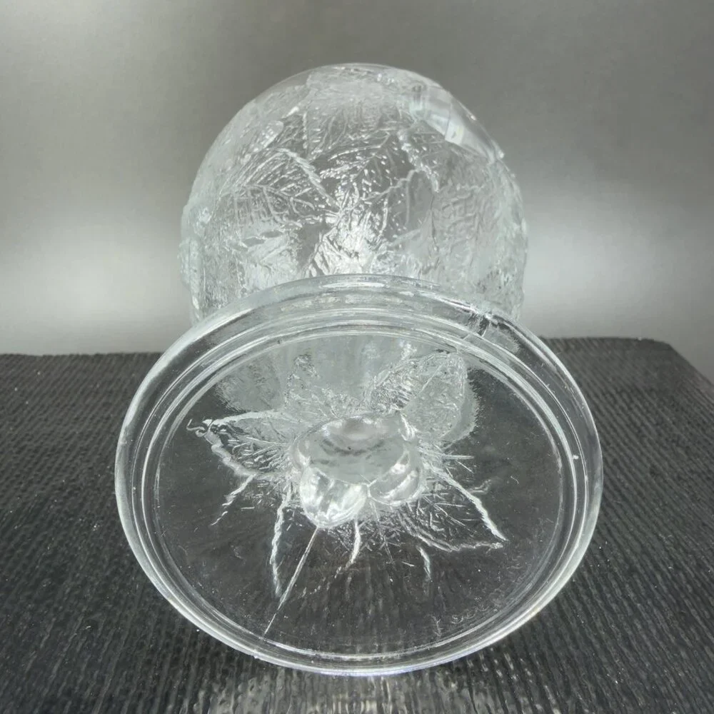 Pasabahce Fruit Embossed Heavy Pressed Glass Goblets Clear Cups Glasses Set‎ 2